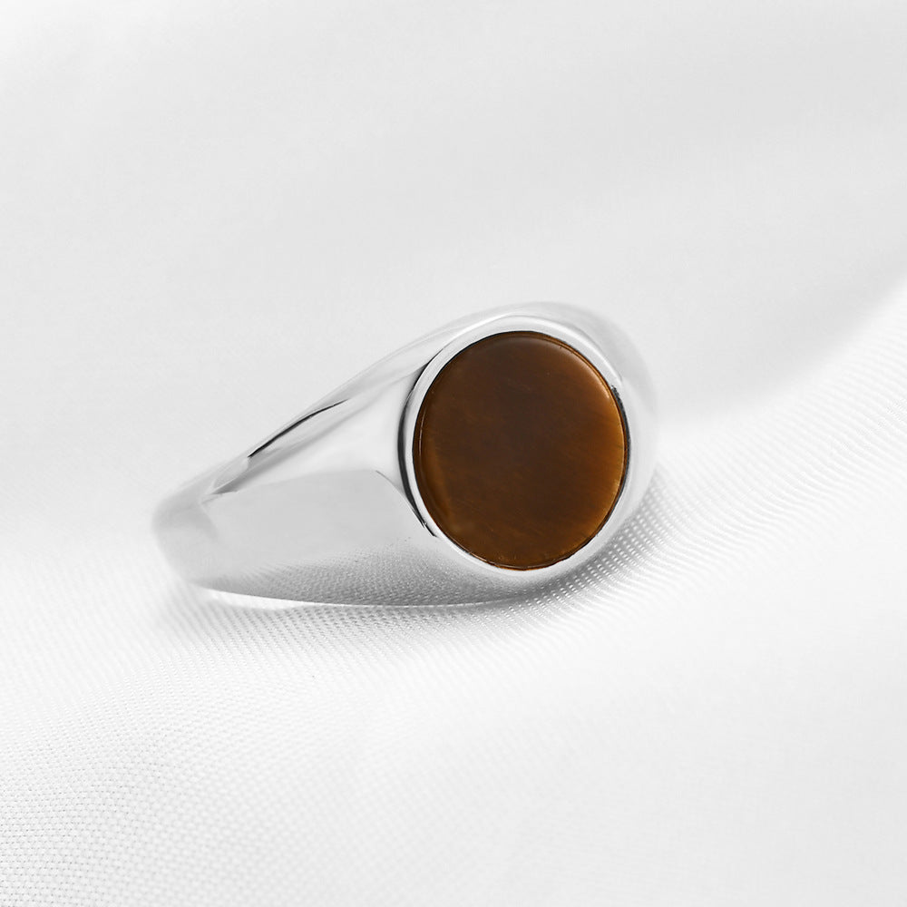 Stainless Steel Ring With Cats-eye Gemstone