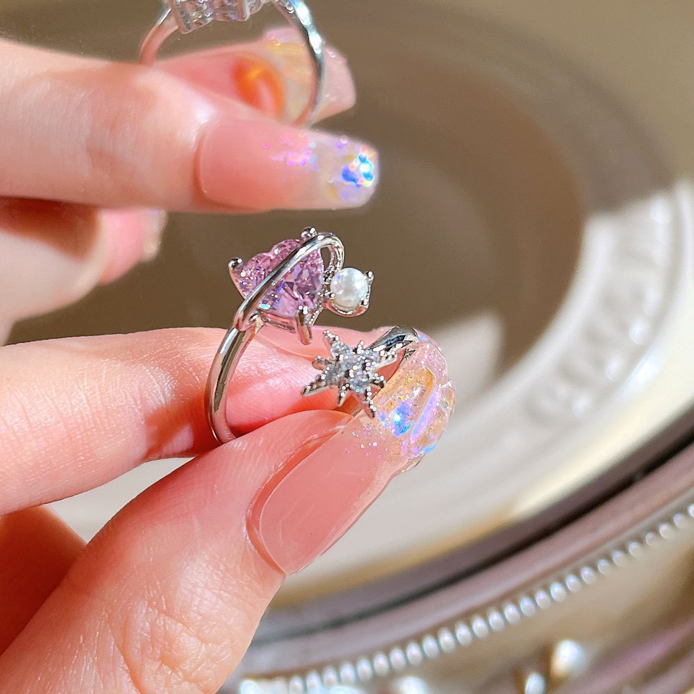 Einzigartiger Herz Dorn Katzenaugen Zirkon Ring für Damen, Süßer Kühler Fashion Vielseitiger Band
