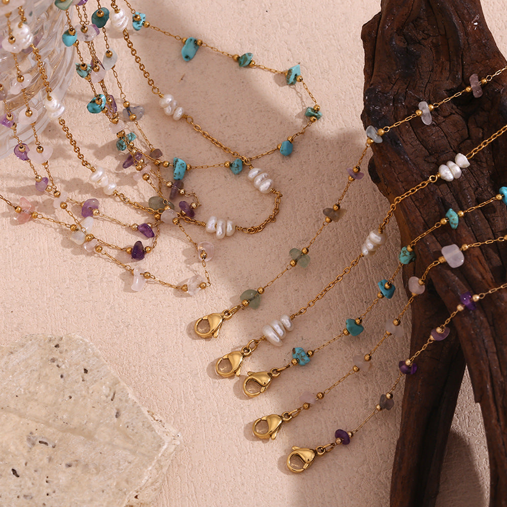 Fashionable Natural Pebble Handmade Bracelet