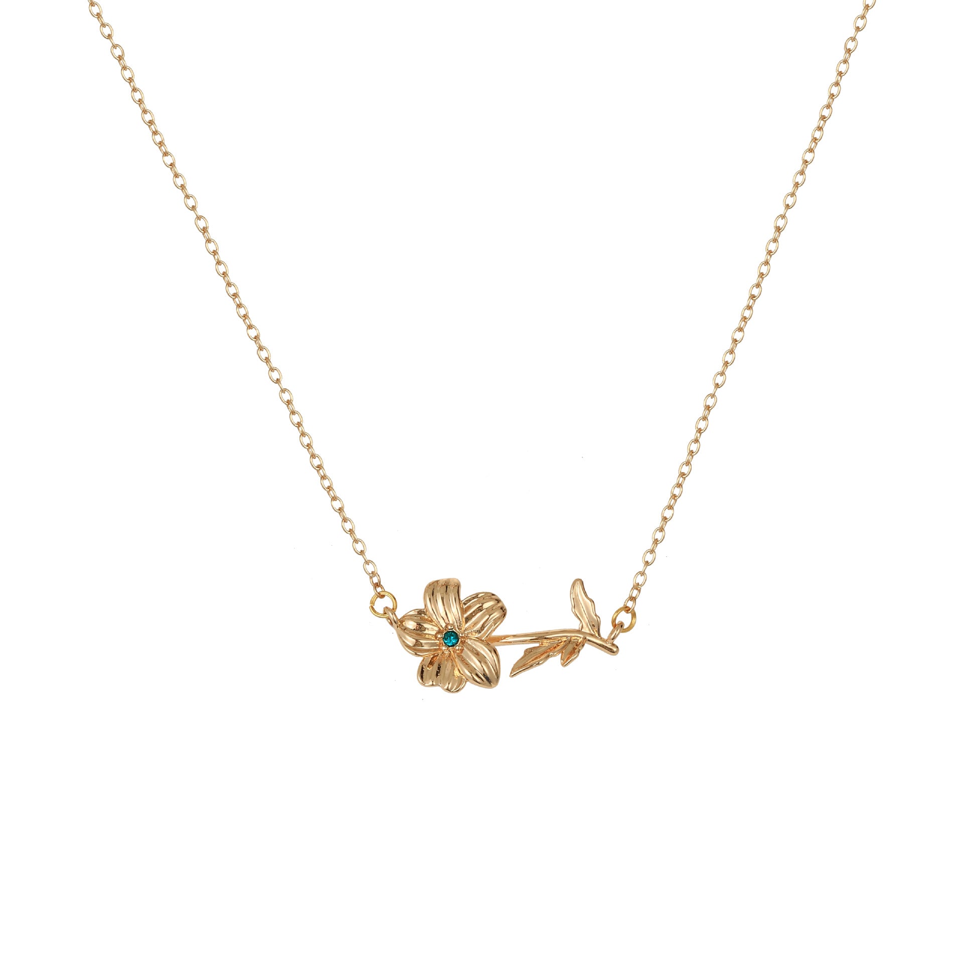 Three-dimensional Decoration Flower Pendant Necklace Gold-plated Sweater Chain