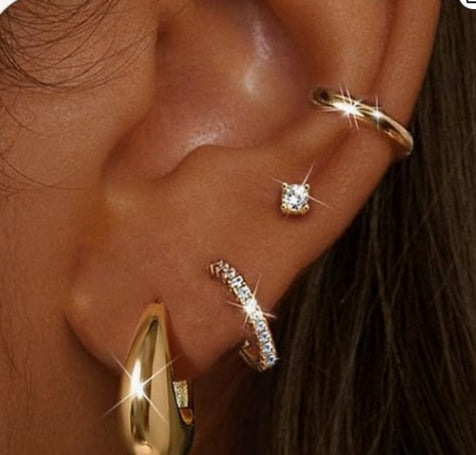 18K Massivgold-Kupferohrringe mit Zirkonia-Fassung