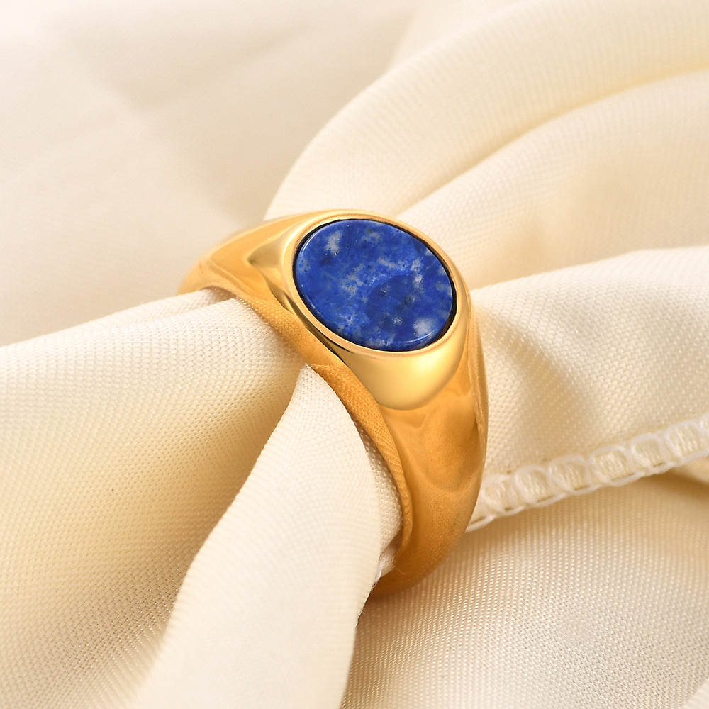 Stainless Steel Ring With Cats-eye Gemstone