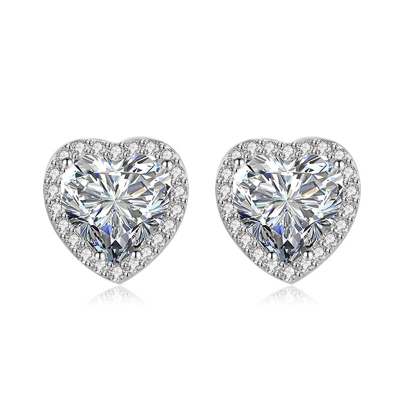 White Copper Heart-shaped Earrings Ornaments