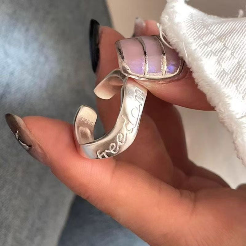 Vintage Freedom Brieföffnerring, Antiker Metall Verstellbarer Ring, Minimalistischer Cool Style Statement Ring für Frauen