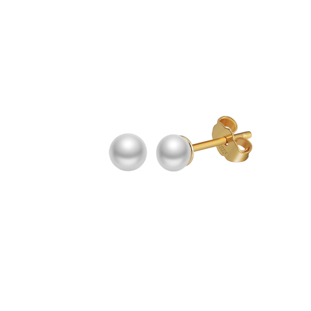 925 Sterling Silver Elegant White Pearl Stud Earrings with S925 Sterling Silver Posts for Women