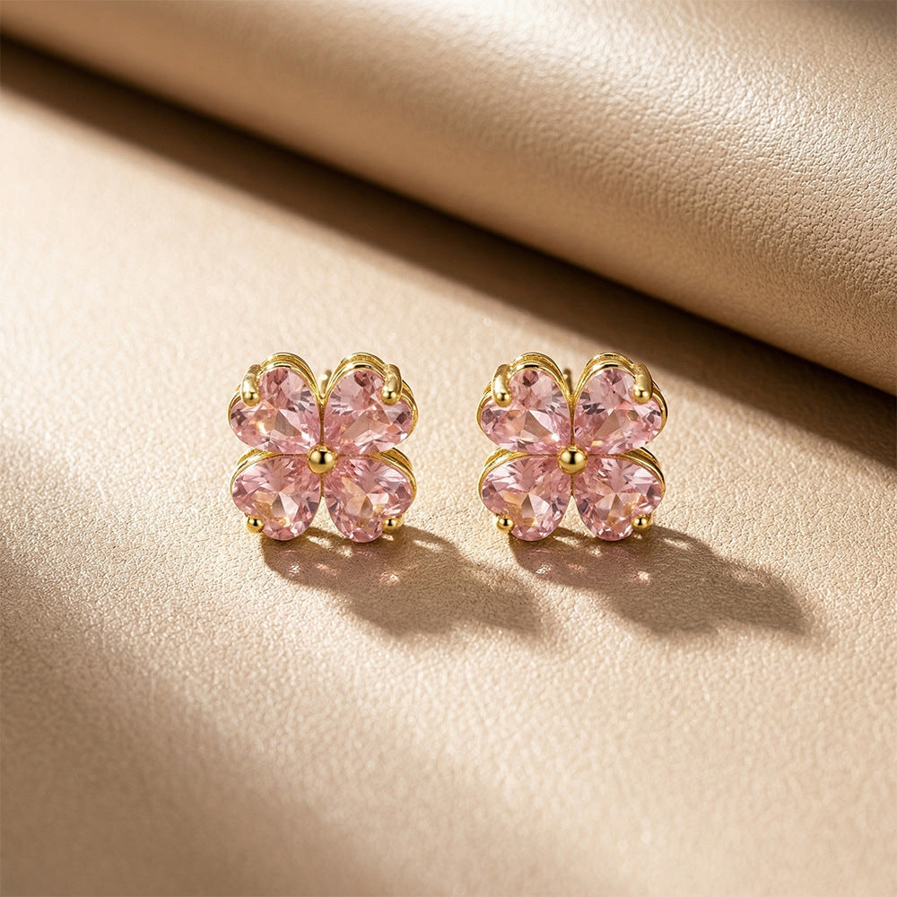 Light Luxury Fashionable Versatile New Diamond-Encrusted Four-Leaf Clover Necklace For Women