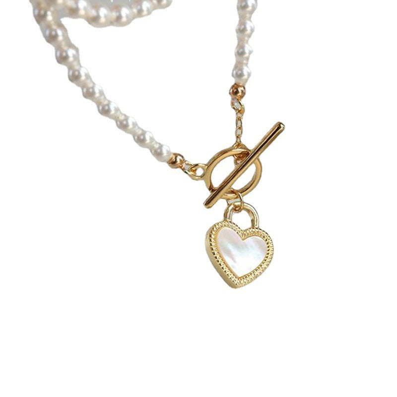 Black And White Double-sided Heart Necklace