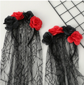 Rose garland veil-black-1 piece