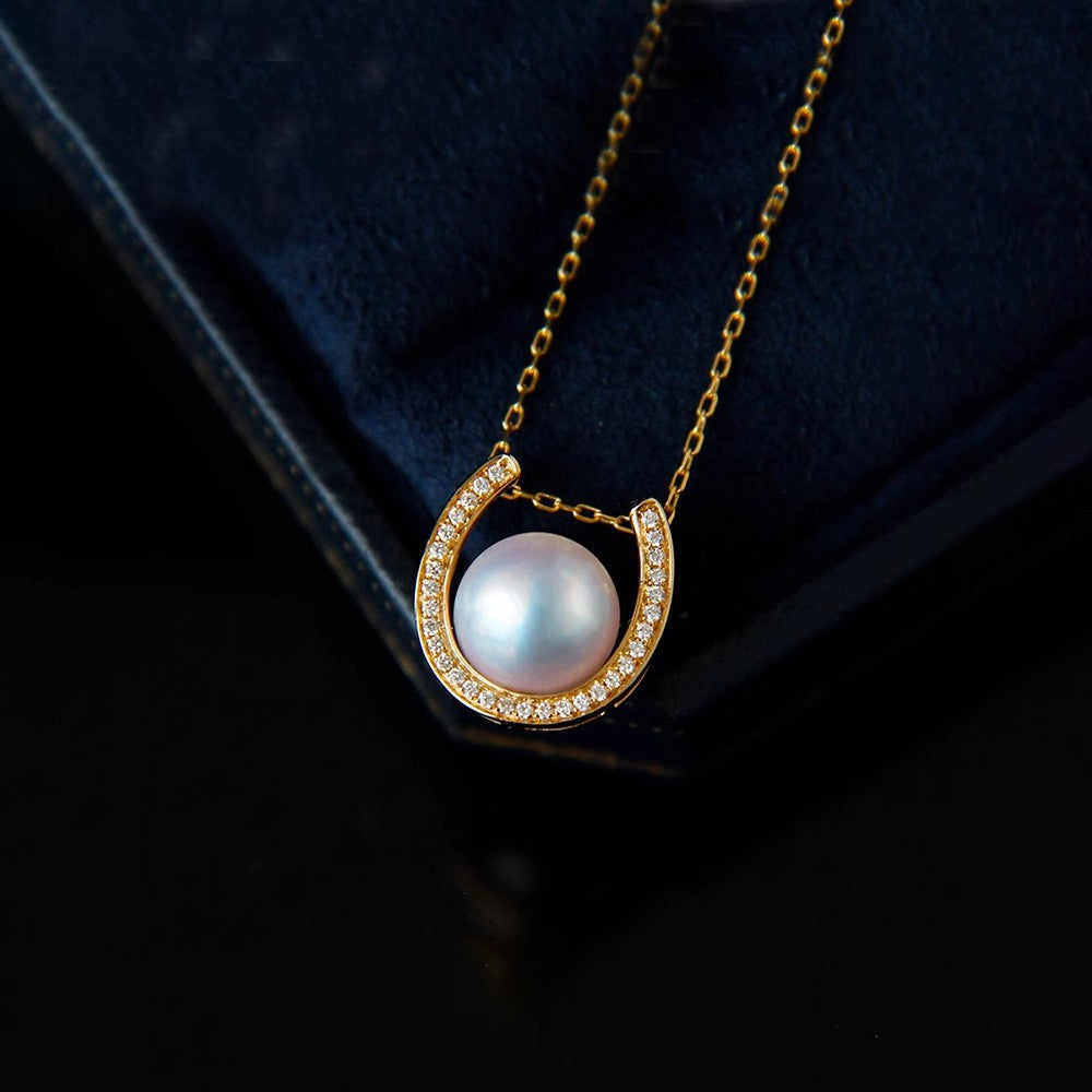 Light Luxury, Lightly Paved With Zirconia, Elegant U-Shape Pearl Necklace