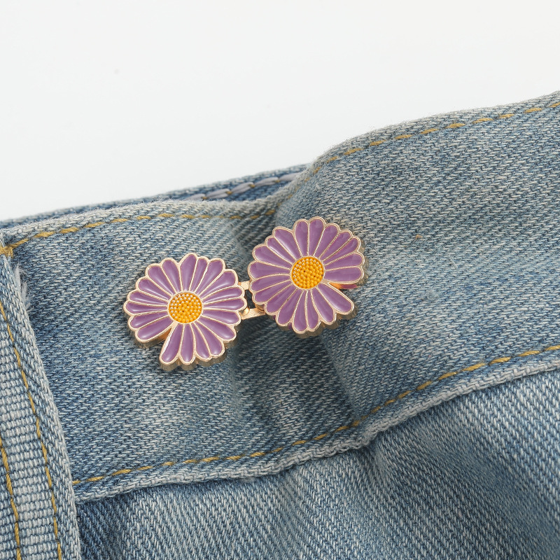 Notch Daisies waist buckle-purple-alloy-1 pair