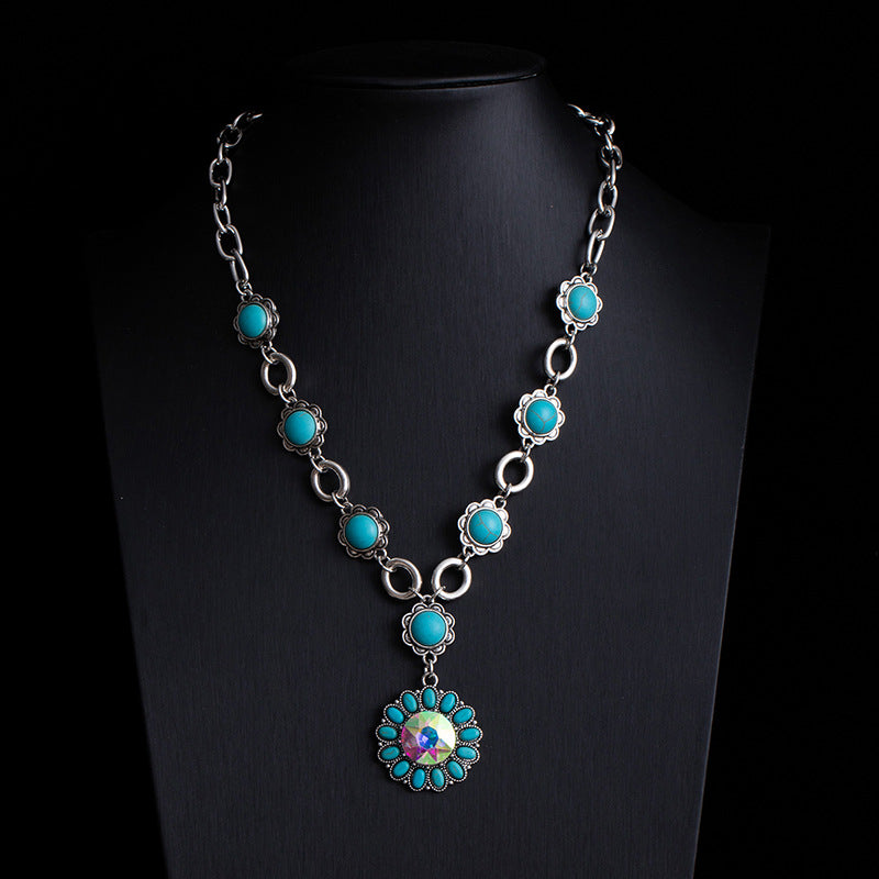 Fashionable Retro Ethnic Style Turquoise Necklace