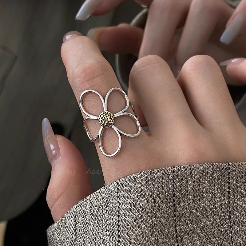 Koreanischer Stil 925 Sterlingsilber gedrehter Kettenring, verstellbarer offener Manschettenring, nicht anlaufender minimalistischer Fingerring
