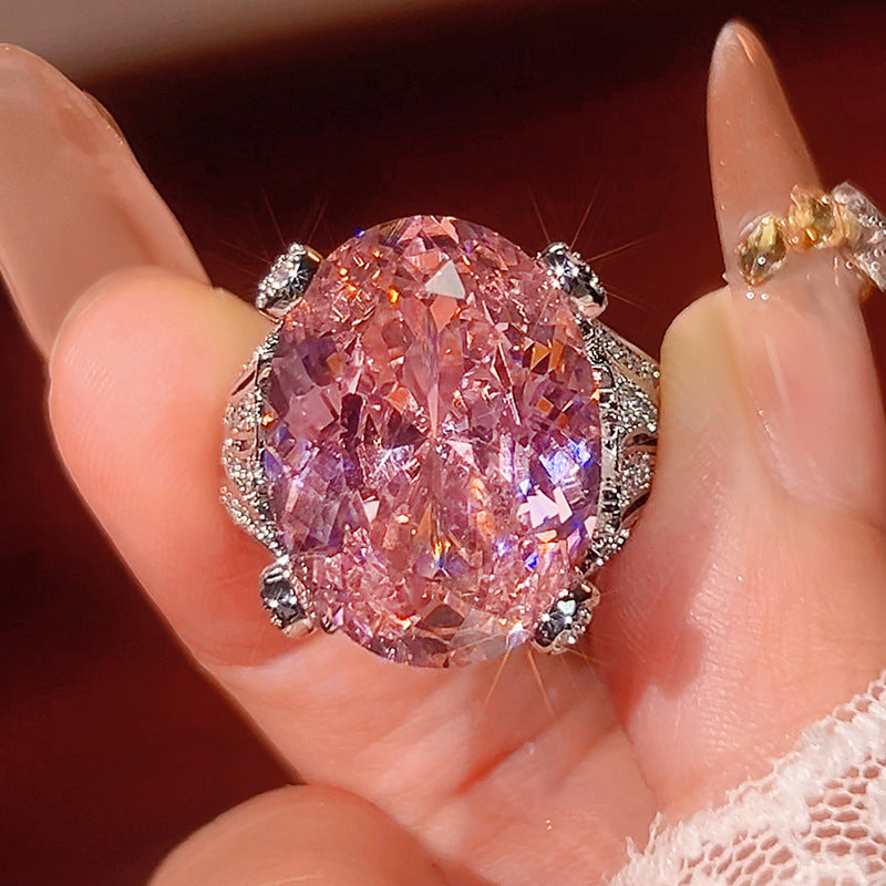 Neuer Modering mit bunten Edelsteinen, blauem und rotem Korund, rosafarbenem Diamant-Inlay, stilvoller High-End europäischer und amerikanischer Stil für Damen