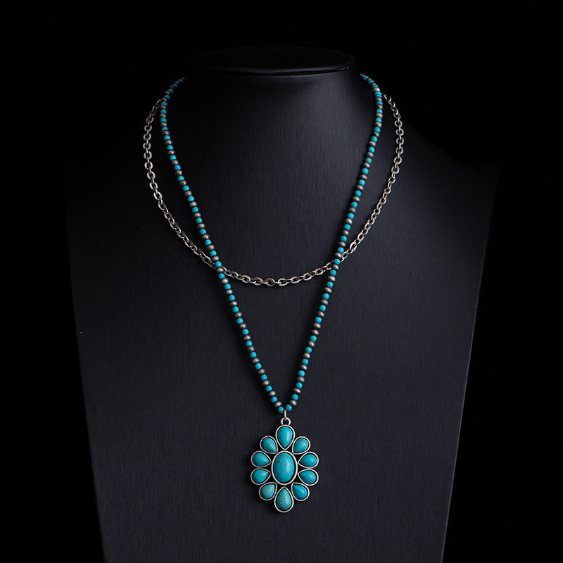 Fashionable Retro Ethnic Style Turquoise Necklace