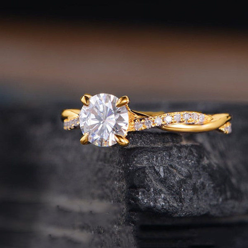 New European And American-style Minimalist Fashion Ring With Zircon Inlay