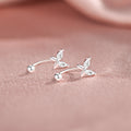 Ohrstecker S999 Sterling-Silber Schmetterling für Damen, minimalistisches Design, Tragus-Piercing mit Schraubverschluss, zierlicher und eleganter Schraubverschluss