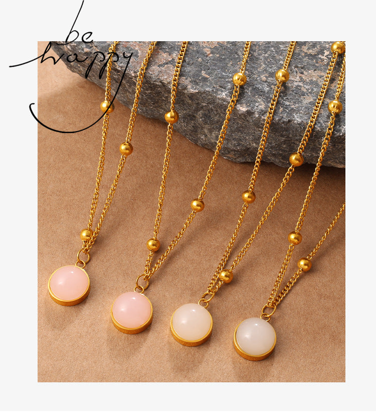 Cross-border European And American Style Fashion Colored Natural Stone Pendant Collar Chain For The Neck, High-end And Elegant, Versatile And Geometric Necklace