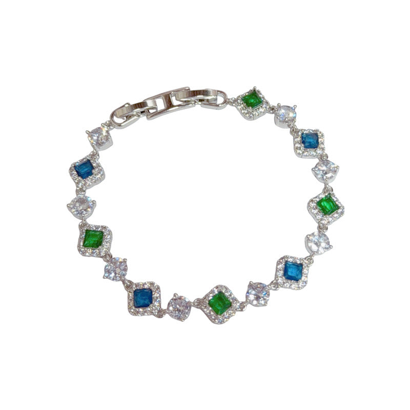 Light Luxury Fashionable All-Match Micro-Set Colorful Zircon Bracelet