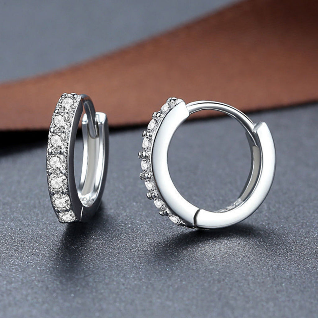 925 Sterling Silver Diamond-Studded Trendy Earrings Simple And Stylish For Students