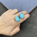 Natural Crystal Turquoise Claw Stud Earrings For Women