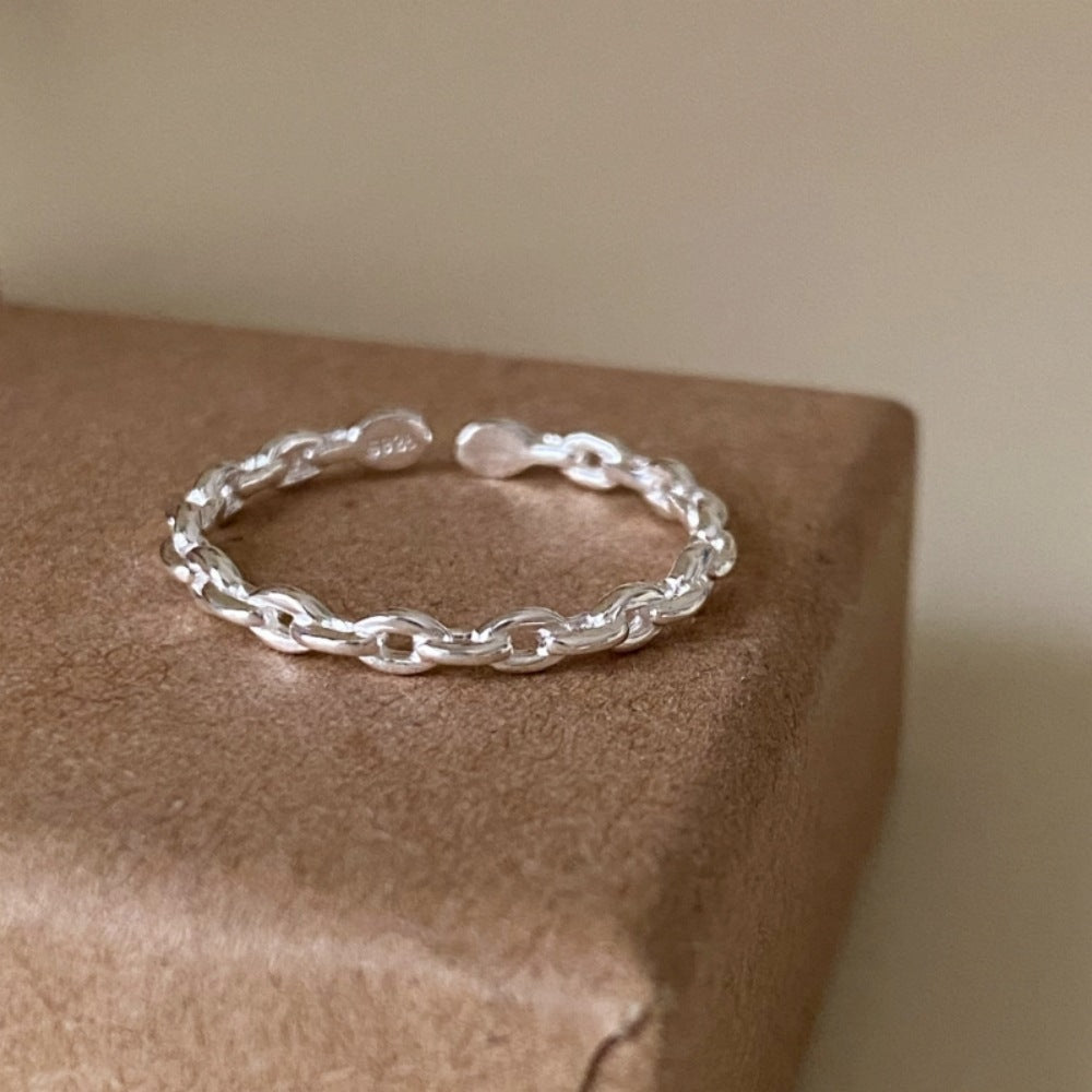 Damen S925 Silber Vintage Ring, minimalistischer Luxus anlaufbeständiger Schmuck