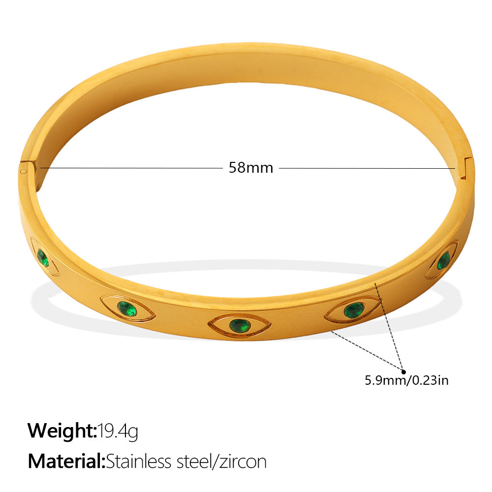 European And American Cross-border Luxury Vintage Colored Diamond Eye-shaped Jewelry With High-end And Niche Design, Stainless Steel Bracelet