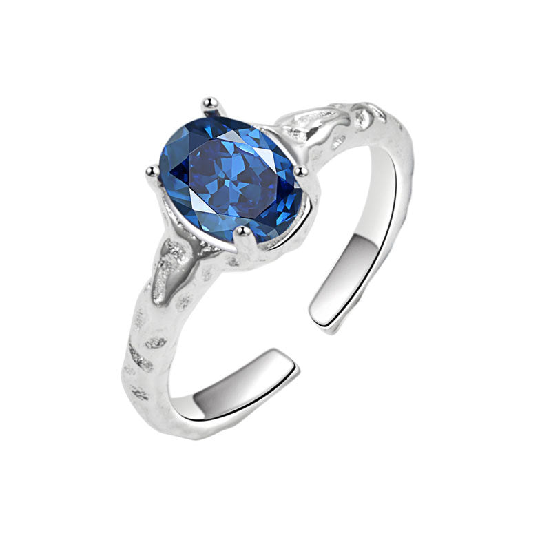 Women's Blue Zircon Fashionable All-Match Open Ring