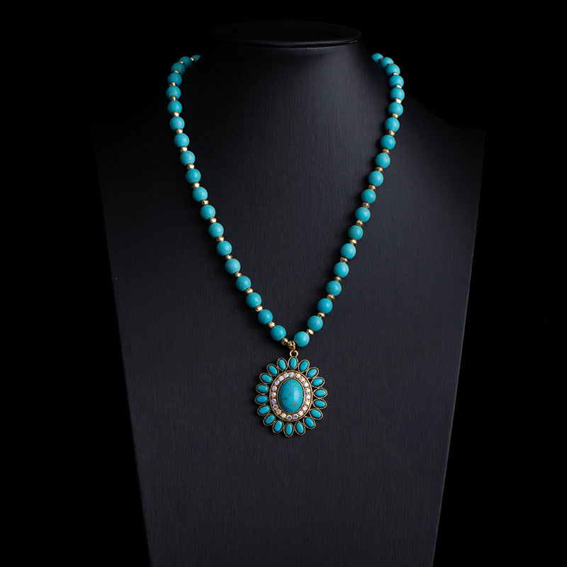 Fashionable Retro Ethnic Style Turquoise Necklace