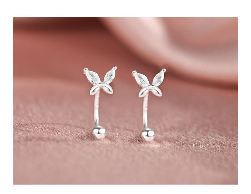 Ohrstecker S999 Sterling-Silber Schmetterling für Damen, minimalistisches Design, Tragus-Piercing mit Schraubverschluss, zierlicher und eleganter Schraubverschluss