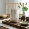 Pure 999 Fine Silver Exquisite Hand-Hammered Silver Tumbler with Intricate Lotus Relief Carvings - Handicraft