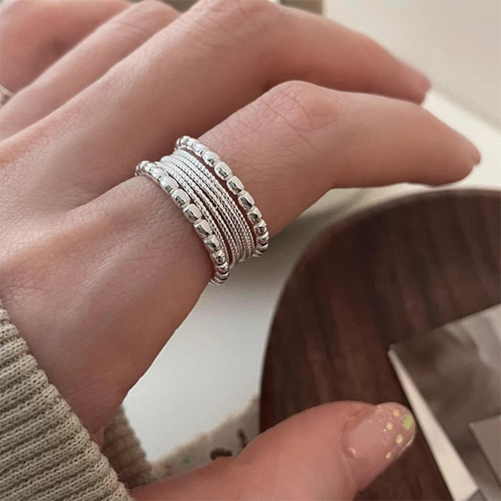 Damen S925 Silber Vintage Ring, minimalistischer Luxus anlaufbeständiger Schmuck