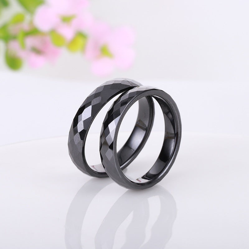 Facettierter Keramikring mit Rhombus für Herren