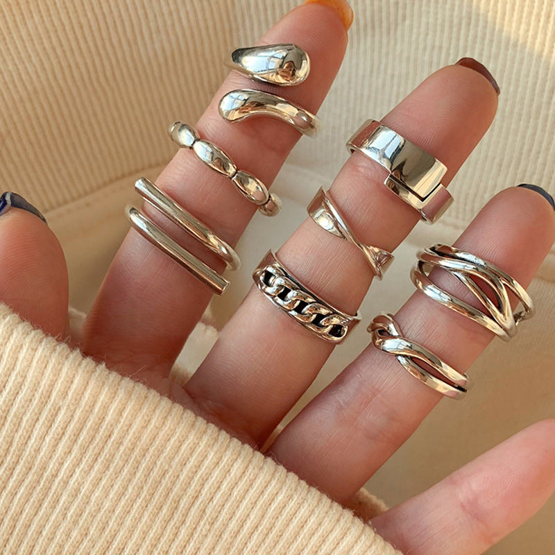 Minimalistische Ringe aus 925er Sterlingsilber für Damen, koreanisches Nischen-Design, anlaufgeschützte Vintage-Heavy-Duty-Fingerringe, Schmuck