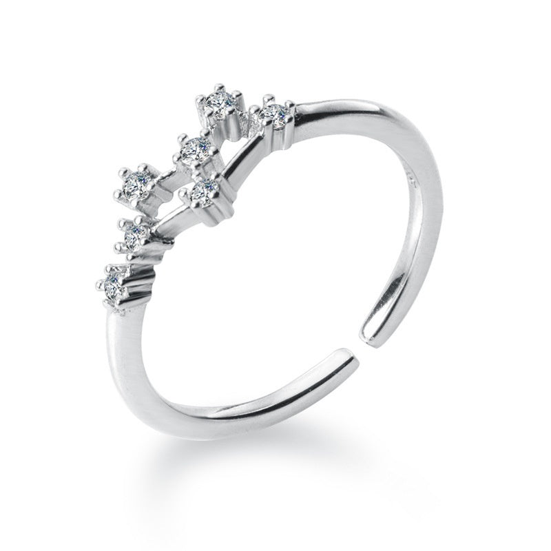 Zircon Silver-Plated Twelve Zodiac Signs Adjustable Open Ring
