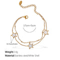New European & American Style Sweet Double Layer Star Bracelet, 18K Gold Plated Stainless Steel, Minimalist Light Luxury Bracelet For Women