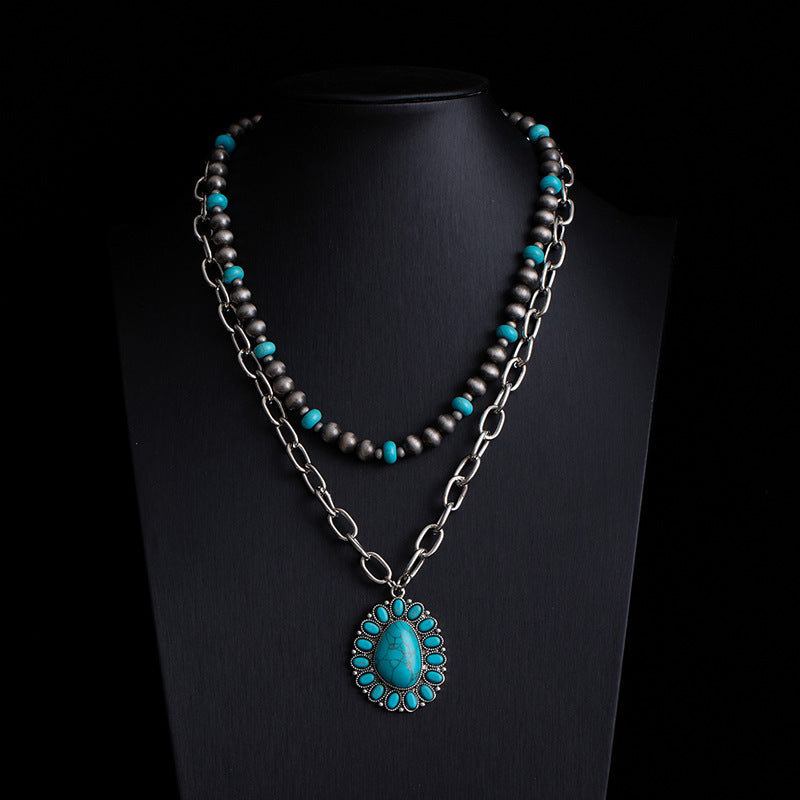 Fashionable Retro Ethnic Style Turquoise Necklace
