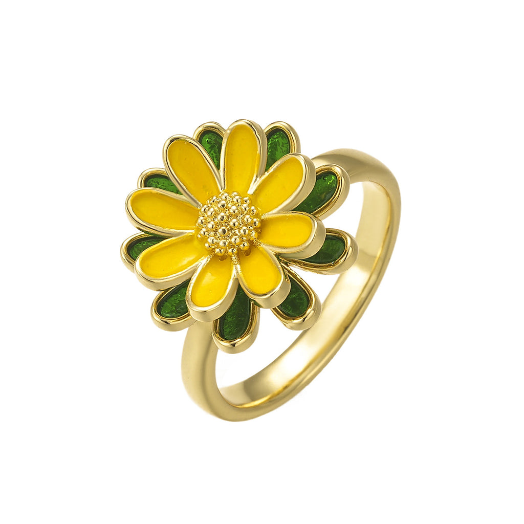 Drehbarer blumenförmiger vergoldeter Ring