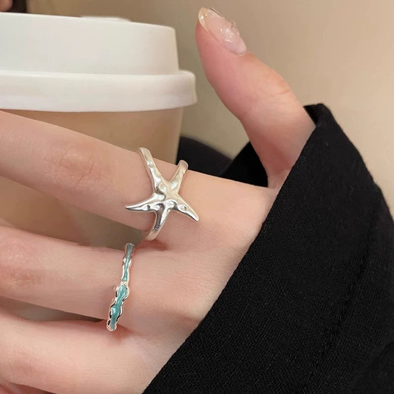 Simple Silver Star Ring For Women, Light Luxury Minimalist Index Finger Ring, Fashion Personality Jewelry Wholesale