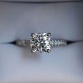 Classic 4-Prong 2ct Princess Cut White Gold Plated Simulated Moissanite Ring For Women, European & American Style Engagement Ring