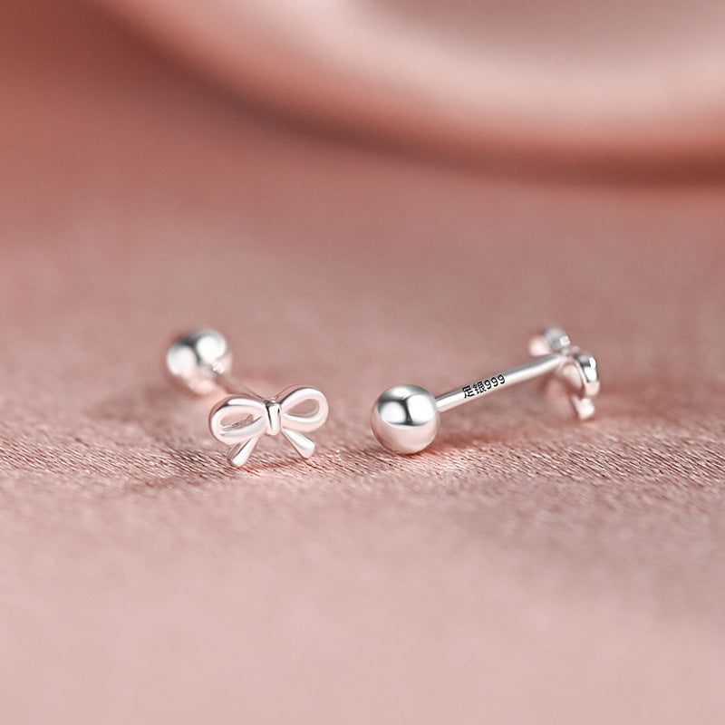 S999 Sterling Silber Bogen Ohrstecker, vielseitig für Alltag & Pendeln, ideal für beste Freundinnen, Damen Knorpel Tragus Piercing mit einzigartigem minimalistischem Design