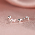 S999 Sterling Silber Bogen Ohrstecker, vielseitig für Alltag & Pendeln, ideal für beste Freundinnen, Damen Knorpel Tragus Piercing mit einzigartigem minimalistischem Design