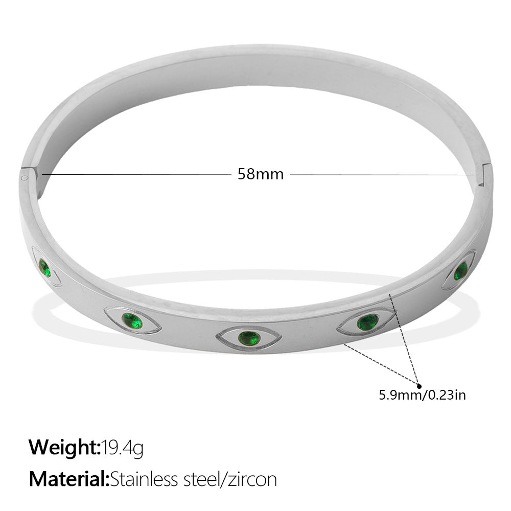 European And American Cross-border Luxury Vintage Colored Diamond Eye-shaped Jewelry With High-end And Niche Design, Stainless Steel Bracelet