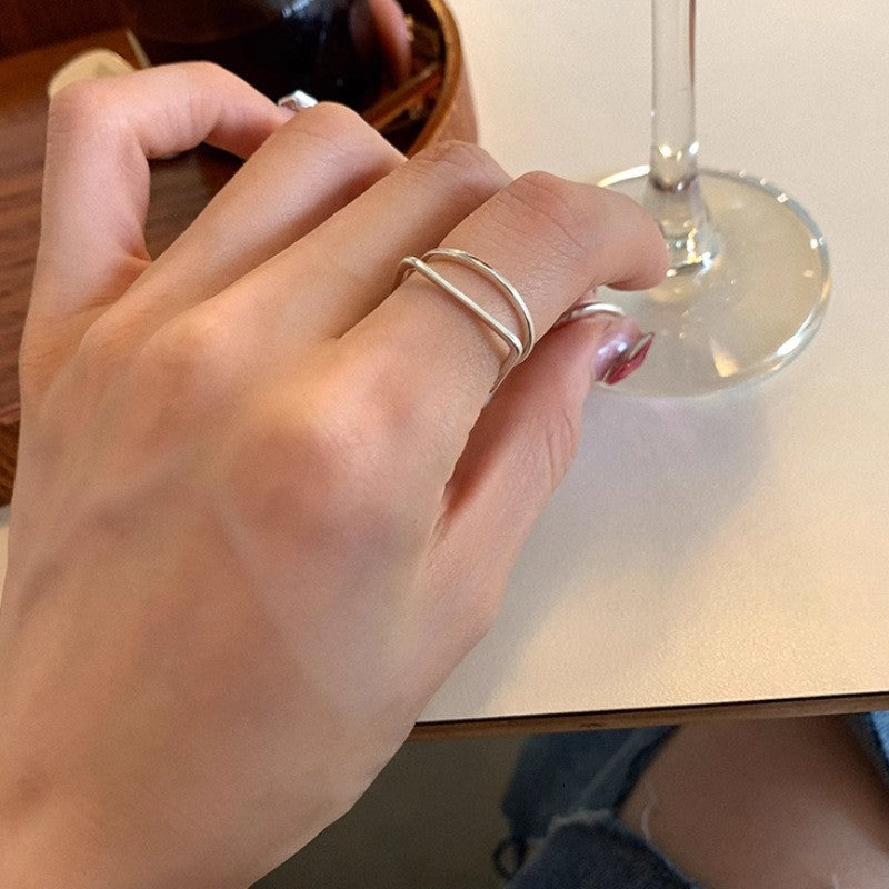 925 Sterling Silber Unregelmäßige Stapelbare Ringe für Frauen, Minimalistischer INS-Stil, Anlaufbeständig & Vielseitige Bandringe