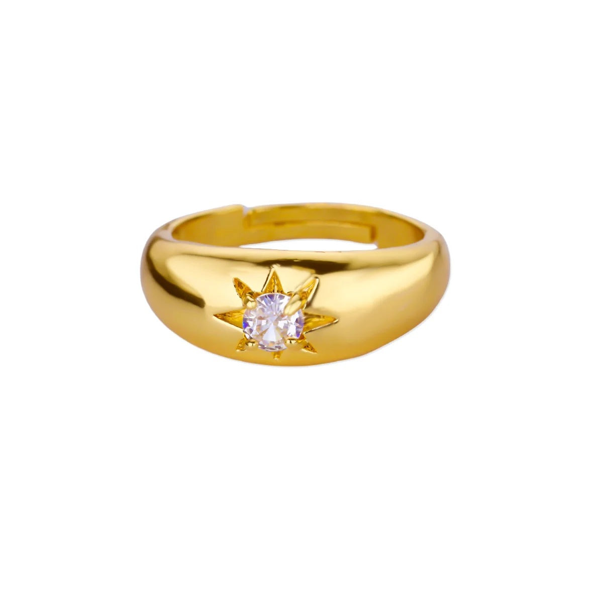 18 Karat vergoldeter Ring, ausgefallen und einzigartig, mit Diamantbesatz