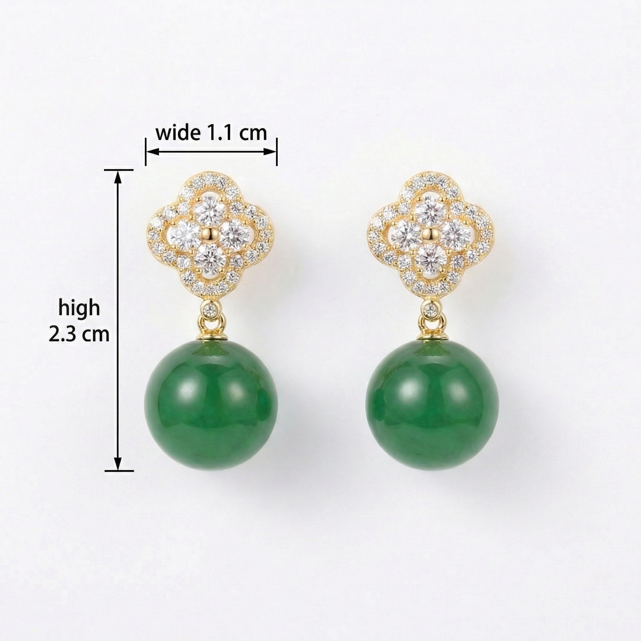 925 Sterling Silver Elegant Clover Motif Earrings with Shimmering Accents and Vibrant Green Drops