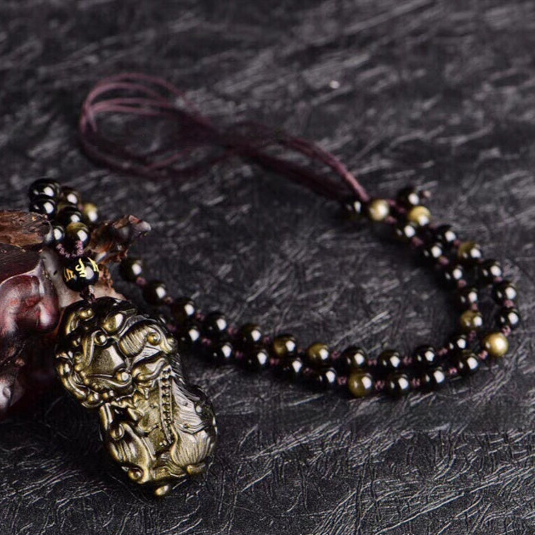 Natural Citrine Pixiu Pendant Necklace For Men