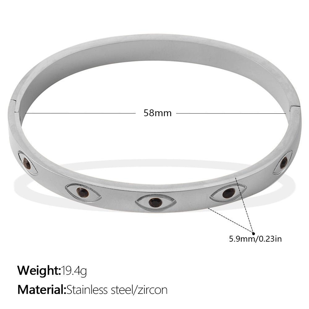 European And American Cross-border Luxury Vintage Colored Diamond Eye-shaped Jewelry With High-end And Niche Design, Stainless Steel Bracelet