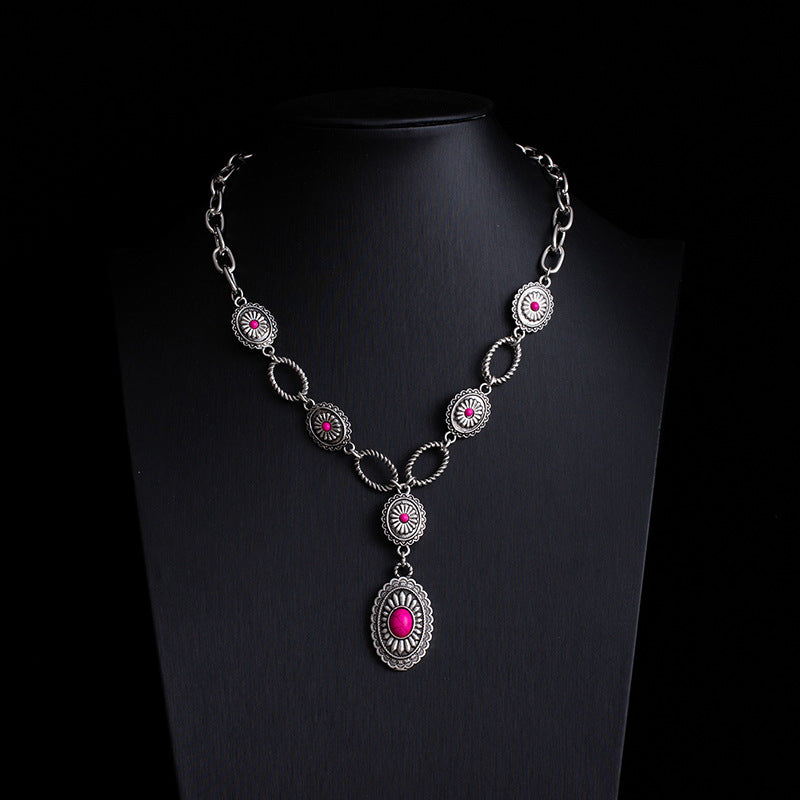 Fashionable Retro Ethnic Style Turquoise Necklace