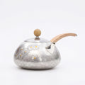 Pure 999 Fine Silver Hand-Hammered Silver Teapot with Delicate Floral Engravings and Sandalwood Handle - Handicraft