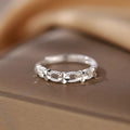 S999 Pure Silver Carved Flower Ring For Women, Light Luxury Minimalist Hollow Floral Forest Style, Premium Open Index Finger Ring